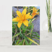 オレンジの花と未開花の蕾の写真をデザインしたグリーティングカード - オレンジ ブルーム バド フォ カード (正面)