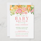 オレンジの花と果物のベイビー ブランチ 招待状 (正面)