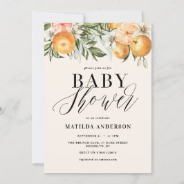 オレンジの花と柑橘類のベイビーシャワー