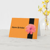 オレンジの花と黒のリボンのバースデーカード カード (黄色い花)
