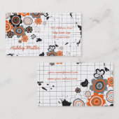 オレンジの花のひよこのグランジなインクは落書きの子供にしみを付けます 名刺 (正面/裏面)