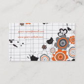 オレンジの花のひよこのグランジなインクは落書きの子供にしみを付けます 名刺 (裏面)