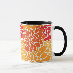 オレンジの花のパターン マグカップ