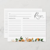 オレンジの花のブライズシャワー レシピカード 招待状 (正面/裏面)