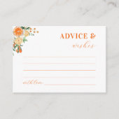 オレンジの花のブライダルシャワーのアドバイスと願い エンクロージャーカード (正面)