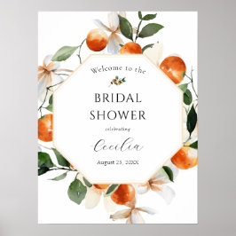オレンジの花のブライダルシャワーのウェルカムサイン ポスター
