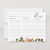 オレンジの花のブライダルシャワーレシピカード 招待状 (正面)