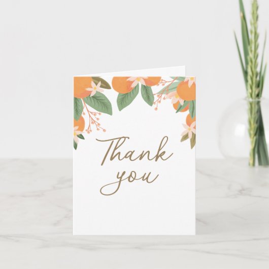 オレンジの花のブライダルシャワー感謝カード サンキューカード (正面)