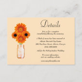 オレンジの花のメイソンジャー結婚式の詳細 エンクロージャーカード (正面)