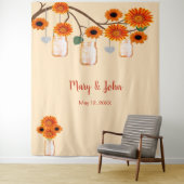 オレンジの花のメイソンジャー フォトバックドロップ タペストリー (インサイチュ)