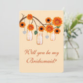 オレンジの花のメイソンジャー ブライドメイド カード (スタンド正面)