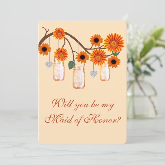 オレンジの花のメイソンジャー メイド・オブ・オナー カード (スタンド正面)