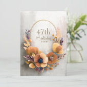 オレンジの花のモチーフを使った年齢不問の誕生日パーティー招待状 招待状 (スタンド正面)