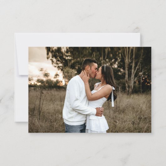 オレンジの花のモノフォトウェディングは日付を保存 セーブザデート (裏面)