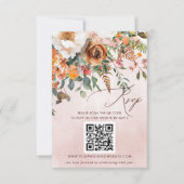 オレンジの花のラスティックな秋の結婚式QRコード 出欠カード (正面)