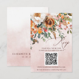 オレンジの花のラスティックな秋の結婚式QRコード 出欠カード