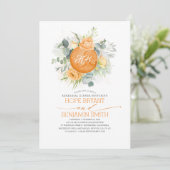 オレンジの花のリース 秋のリハーサルディナー 招待状 (スタンド正面)