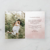 オレンジの花のレトロな秋の結婚式の写真 サンキューカード (内部)