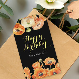オレンジの花の庭園 ブラック 誕生日パーティー ギフトタグ