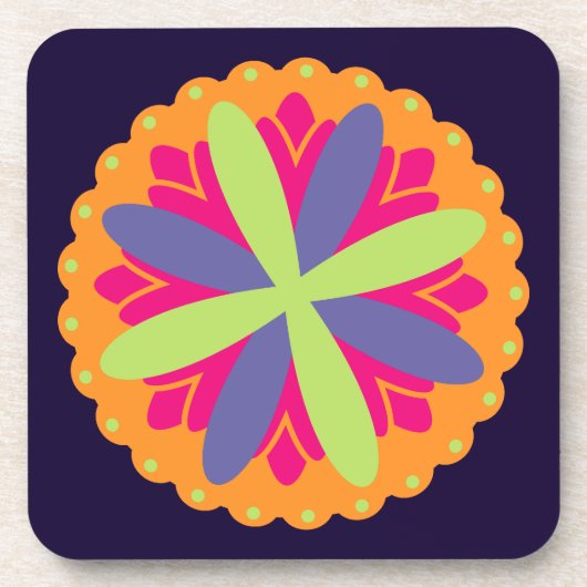 オレンジの花の形のイラスト コースター (正面)