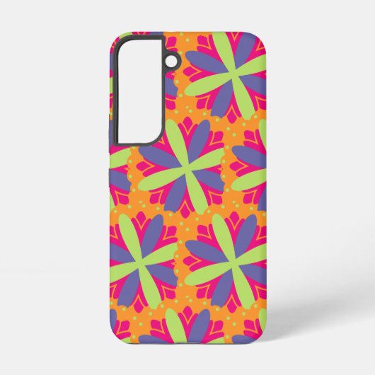 オレンジの花の形のイラスト SAMSUNG GALAXYケース (裏面)