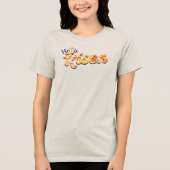 オレンジの花の文字 イースター 十字架 復活 トライブレンドTシャツ (正面)
