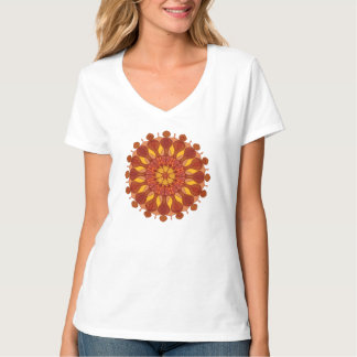 オレンジの花の曼荼羅 Tシャツ