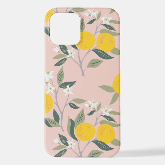 オレンジの花の枝のシームレスパターン iPhoneケース (裏面)