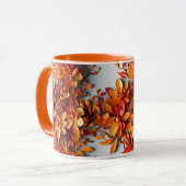 オレンジの花の柄のツートンコーヒーマグ マグカップ (正面左)