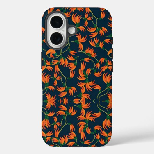 オレンジの花の流れるパターン Case-Mate iPhoneケース (裏面)