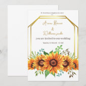 オレンジの花の結婚式のカード 招待状 (正面/裏面)