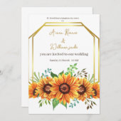 オレンジの花の結婚式カード 招待状 (正面/裏面)