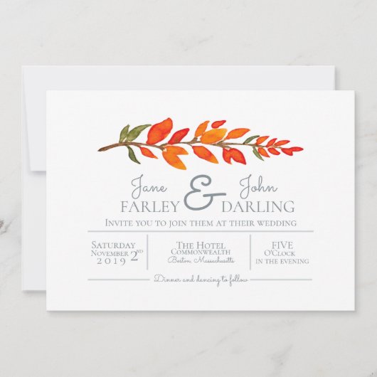 オレンジの花の結婚式招待状 招待状 (正面)