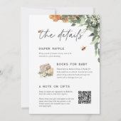 オレンジの花の蜂蜜の赤ちゃんシャワー 招待状 (裏面)