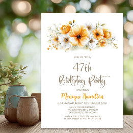 オレンジの花の誕生日パーティー 招待状