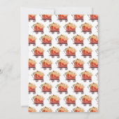 オレンジの花の飾りが付いたパンプキントラックのベイビーシャワー 招待状 (裏面)