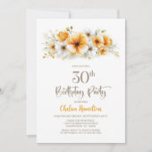 オレンジの花の30歳の誕生日パーティー 招待状 (正面)