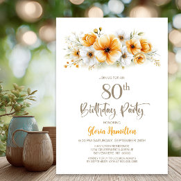 オレンジの花の80歳の誕生日パーティー 招待状