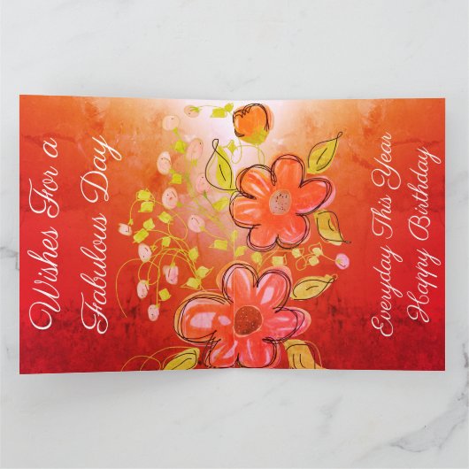 オレンジの花を付けたパーソナライズされた誕生日カード カード (内部)
