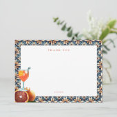 オレンジの花を添えたジューシーオレンジスプリッツのブライダルシャワー サンキューカード (スタンド正面)