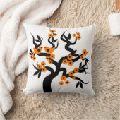 オレンジの花ラブバード桜さくらんぼツリー クッション (ブランケット)