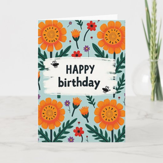 オレンジの花咲くお誕生日カード カード (正面)