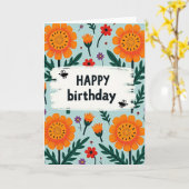 オレンジの花咲くお誕生日カード カード (黄色い花)