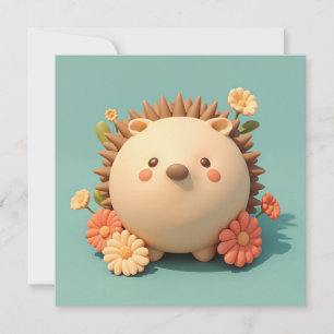 オレンジの花園の3Dクレイのヤマアラシのポストカード