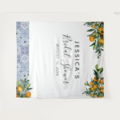 オレンジの花嫁のシャワー背景写真ブース タペストリー (正面(横))