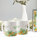 オレンジの花嫁メイドのウェディングパーティギフト コーヒーマグカップ<br><div class="desc">オレンジの花の結婚式のパーティーのギフトマグあなたの花嫁のために，オレンジとオレンジの花と緑の中立の背景に。春や夏を補完する新鮮で熱い自然デザインとオレンジ結婚色の果実のテーマ結婚。招待状、文房具、イベントの日とテーブルの装飾、ゲームやシンボルや象徴を調整するに結婚は、私のオレンジの花のコレクションを参照するかメッセージを追加する必要があるアイテムを追加する必要がある。</div>