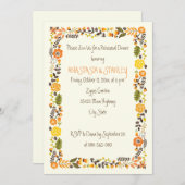 オレンジの花枠 ウェディングリハーサルディナー 招待状 (正面/裏面)