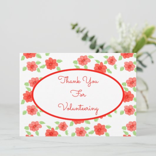 オレンジの花柄がアクセントに サンキューカード (スタンド正面)