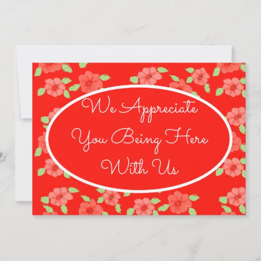 オレンジの花柄がアクセントに サンキューカード (裏面)