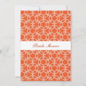 オレンジの花柄のブライダルシャワー招待。 招待状 (裏面)